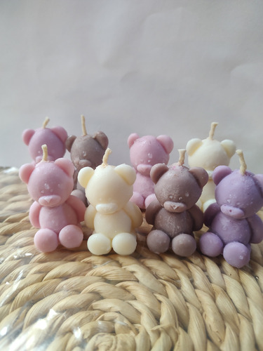 Velas Ositos Lisos Mini Aromáticas Personalizadas X 10 Blanco Lisa Vainilla