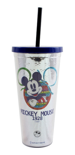 Copo Texturizado Mickey 90 Anos Com Canudo 650ml