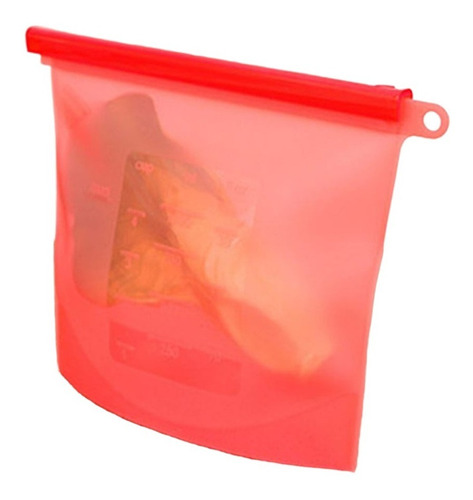 Bolsa De Silicona Reutilizable Hermético De 1500ml Rojo