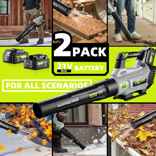 Leaf Blower Decerk Elétrico Sem Fio De 21 V Com 2 Baterias D