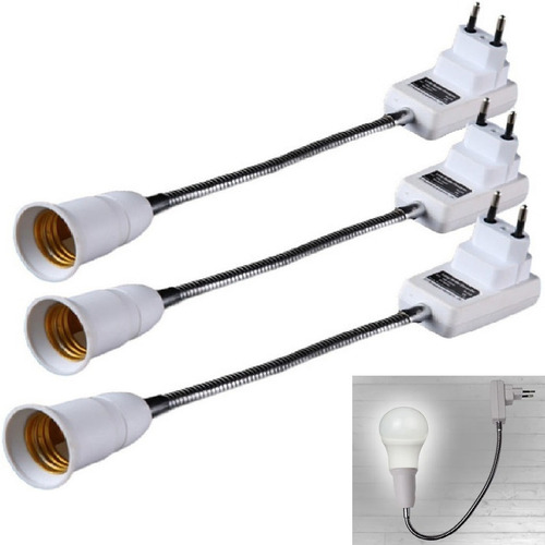 3 Tomada Soquete Flexível Lâmpada E27 40cm Interruptor Luz