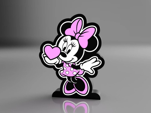 Luminária Da Minnie Love Com Iluminação Led Preto