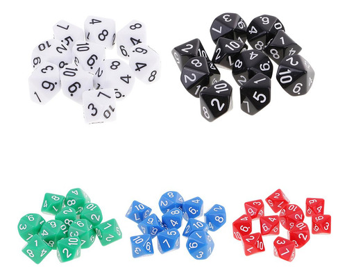10pcs Dados De 10 Lados D10 Dados Poliédricos Branco