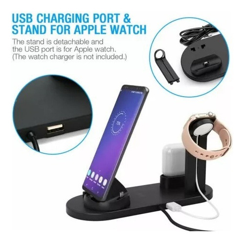 Estación De Carga 6 En 1 Para Android iPhone Airpod Reloj