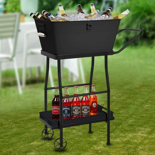 Hielera Con Carrito Y Bandeja Acero Inoxidable