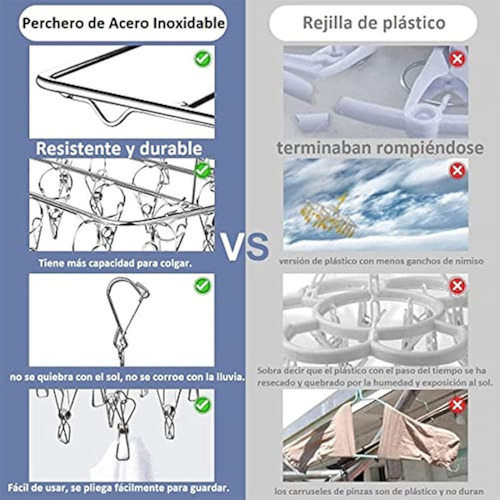 Zx 40 Ganchos Giratorios De Acero Inoxidable For Secar Ropa