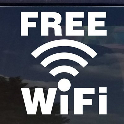 Free Wifi Here Vinyl Decal Sticker For Stores, Businesses, A
