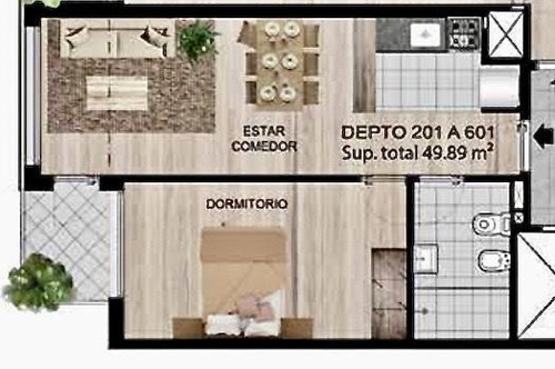 Imagen 6 de 16 de Apartamento 1 Dormitorio, Al Frente .