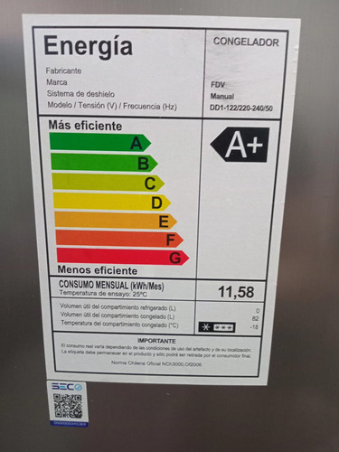 Congelador Fdv Manual Dd1-122/220-240/50