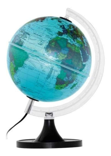 Globo Terrestre Aquarela Verde 21 Cm De Diâmetro Lâmpada Led