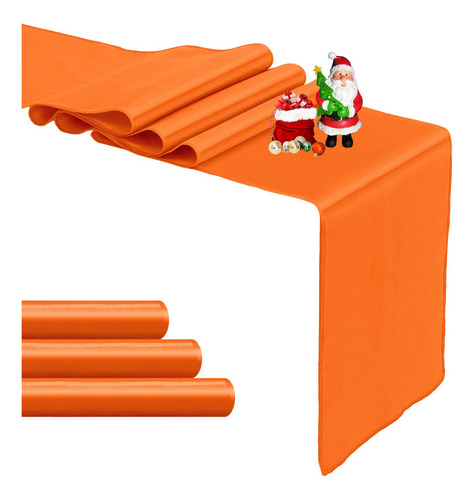 4 Camino Mesa Saten Naranja 12 X 108 Largo Tela Seda Suave
