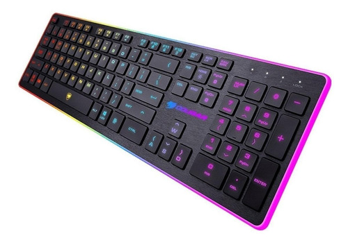 Imagen 2 de 3 de Teclado gamer Cougar Vantar QWERTY español color negro con luz 8 colores