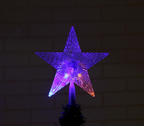 Imagen 2 de 10 de Adorno Navideño Estrella Led Punta De Árbol Decoración