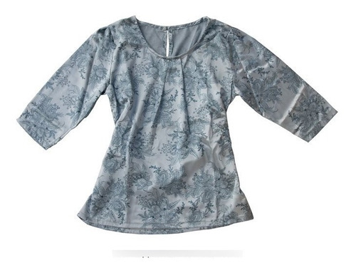 Imagen 1 de 1 de Blusas De Seda Satinada Estampada Manga 3/4 T.38 Al 50