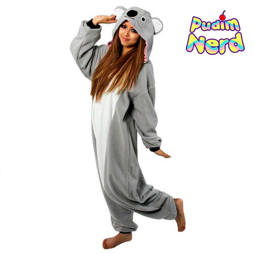 Coala Cinza Pijama Macacão Kigurumi - Pronta Entrega