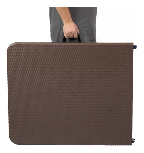 Mesa Plegable De Plástico Simil Ratan 180 Cm Color Café