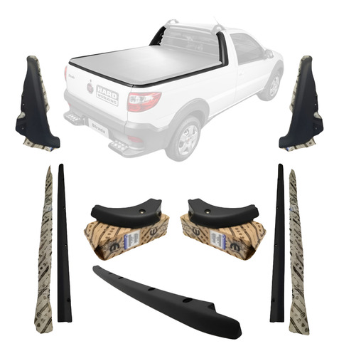 Kit Acabamento Moldura Superior Caçamba Strada 2015 2016 Preto