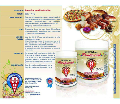 Imagen 2 de 2 de Grenetina Para Panificaciòn Duchè 350gr