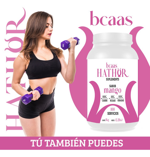 Aminoácidos Bcaas Hathor 1 Kg Varios Sabores 100 Servicios Mango