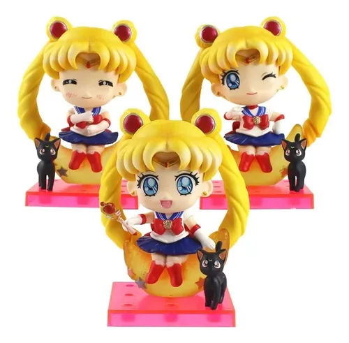 Sailor Moon Usagi Tsukino Serena 3 Figuras Nendoroid Bolsa