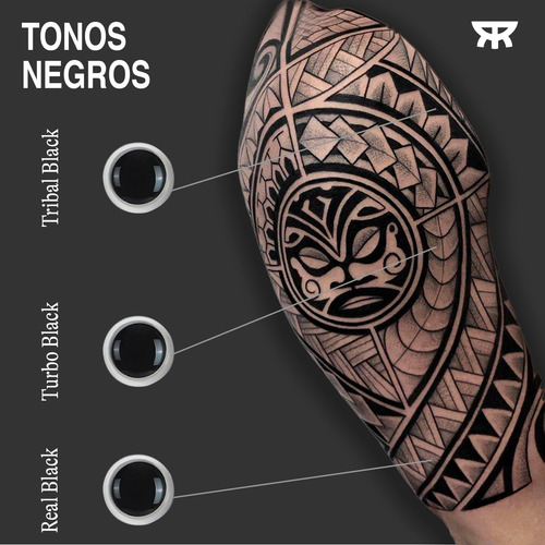 Kit Tintas Para Tatuar Radiant Tonos Negros + Shader 1/2 Oz