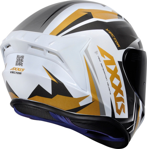 Imagem 6 de 9 de Capacete Axxis Draken Vector Branco Dourado + Viseira Extra