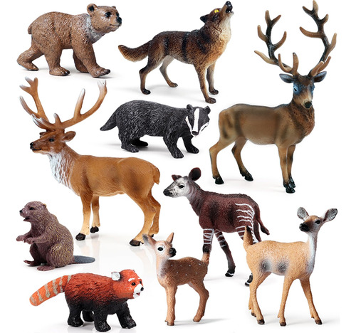 Scahow Figuras De Juguetes De Animales Del Bosque, 10 Figura