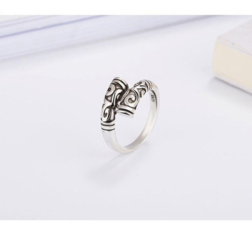 Imagen 4 de 7 de Anillo De Plata Para Mujer De Moda Ajustable Retro Regalo