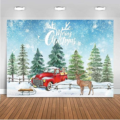 Anshuhai Navidad Red Truck Backdrop Bosque De Xkz9d