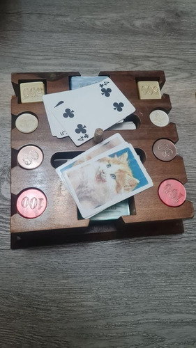 Juego De Fichas Y Cartas De Poker Antiguo