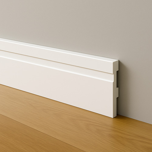 Kit 10 Barras Rodapé Poliestireno 10cm Frisado Branco 1m