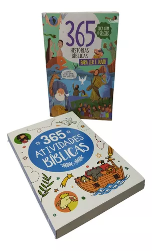 Kit 02 Livros Infantil 365 Histórias Bíblicas Para Ler e Ouvir +