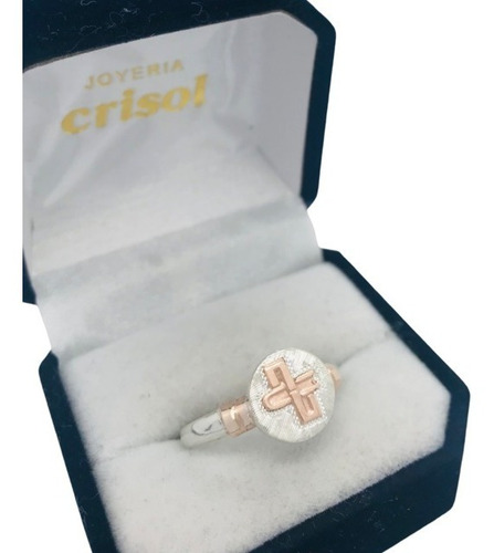 Imagen 2 de 4 de Anillo Escribana Plata Y Oro Cuerpo Fino ( S 66 )