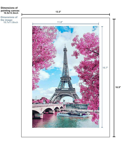 Kits De Pintura De Diamantes Torre Eiffel Floreciente