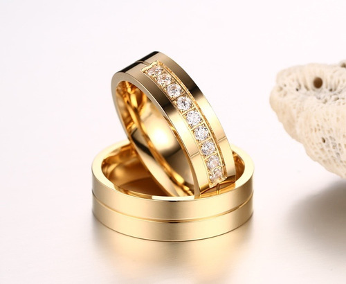 Lindo Par Alianças Banhada Ouro 18k Com Zirconia