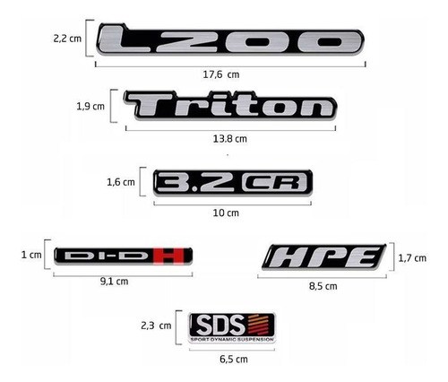 Kit L200 Triton Sds 3.2 Cr Adesivos Emblemas Resinados