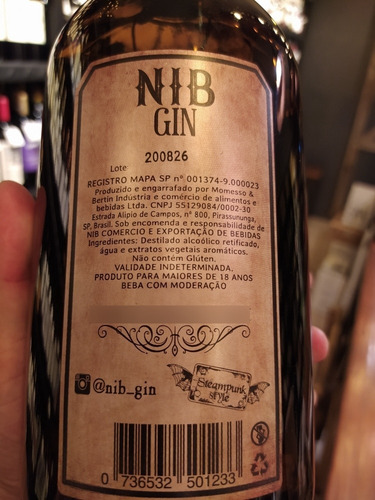 Gin Importado Nib De Brasil Original London Dry X 1 Litro
