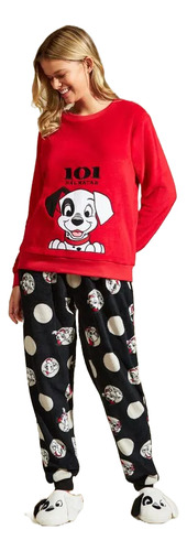 Pijama Recco Feminino Disney 101 Dalmatas Longo De Fleece