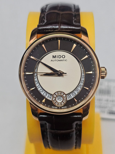 Reloj Mido Dama Automático Impecable Café Dorado Cafe Con Beige (Usado)