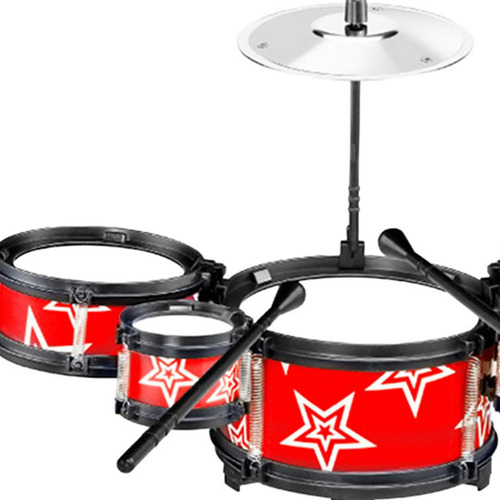 Conjunto De Tambor Infantil 5 Blocos De Bateria Vermelhos