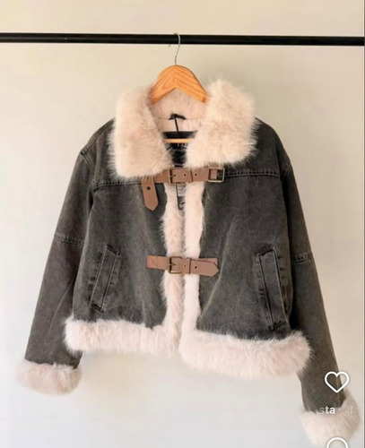 Campera Gamulan De Jean Denim Con Piel Sintetica Única!!