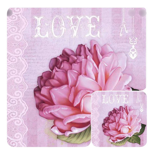 Papel Decoupage Adesiva Flor Rosa E Love - Da20-032