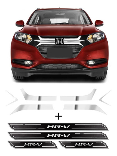 Kit Adesivos Grade Frontal Hr-v + Soleira Da Porta Resinada