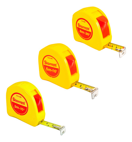 Kit Trena Starrett Fita De Aço Com Trava 3m 5m E 8m