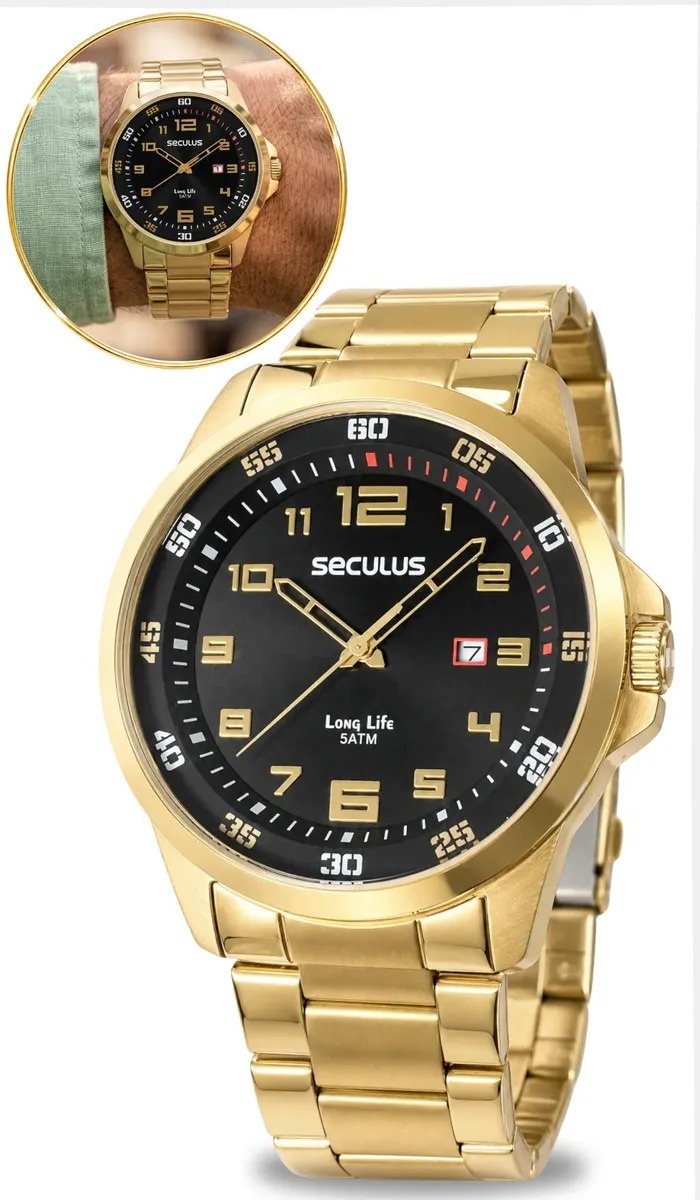 Relógio Seculus Masculino Long Life 44011GPSVDA3
