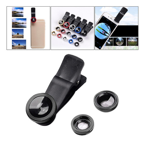 3 En 1 Lente De Ojo De 0.67x Lente 10x Kit De Lentes Negro