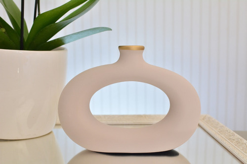 Set de Adornos Decorativos de Cerámica Vasinho para Sala de Estar Mld Decor Home Color Crema
