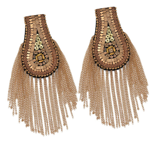 2x Aleación Tassel Link Chain Epaulets Epaulette Marrón