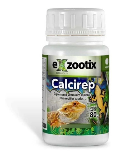 Imagen 1 de 5 de Alimento Vitamina Calcio Para Reptiles Calcirep 80g Exzootix