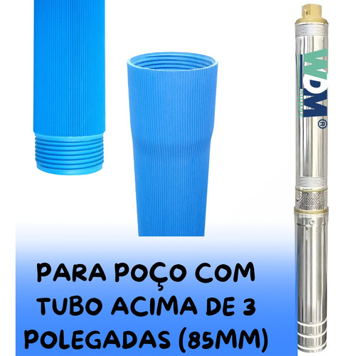 Bomba Submersa Caneta 2,0cv Para Poço Artesiano Até 180m Cor Prateado 220v